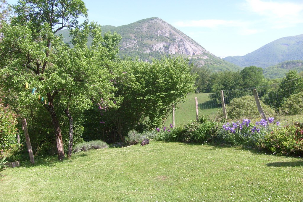 Vue sur la falaise deTroubat depuis le jardin